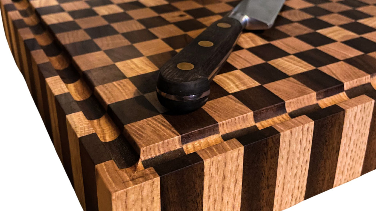African Walnut & Oak End Grain Butcher Block