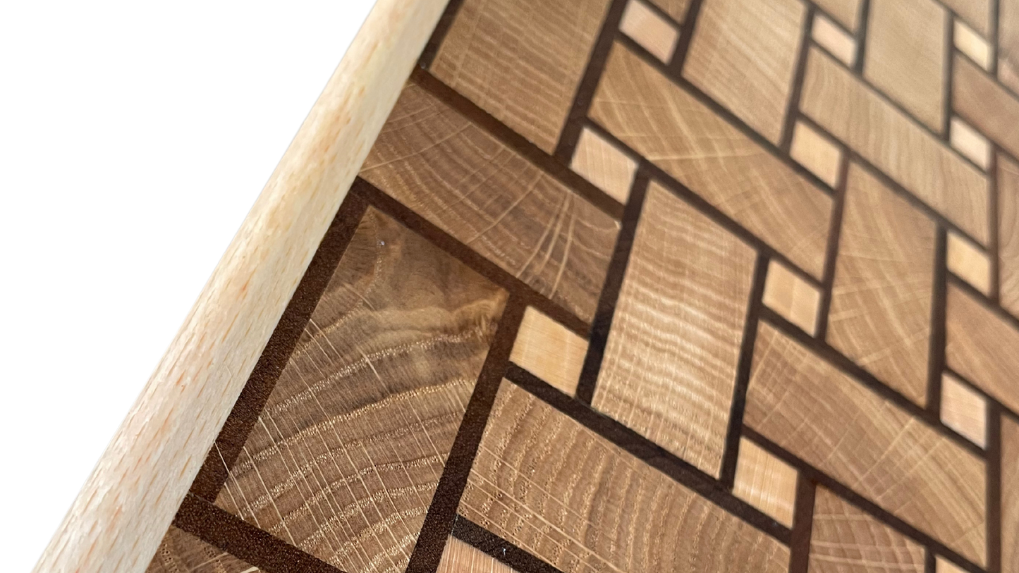 African Walnut, Oak & Beech Basket Weave Cutting Board