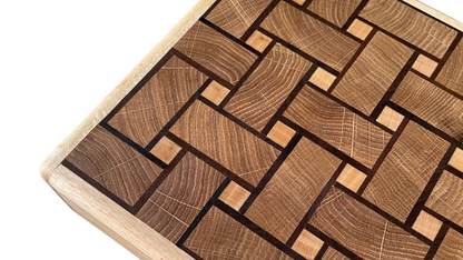 African Walnut, Oak & Beech Basket Weave Cutting Board