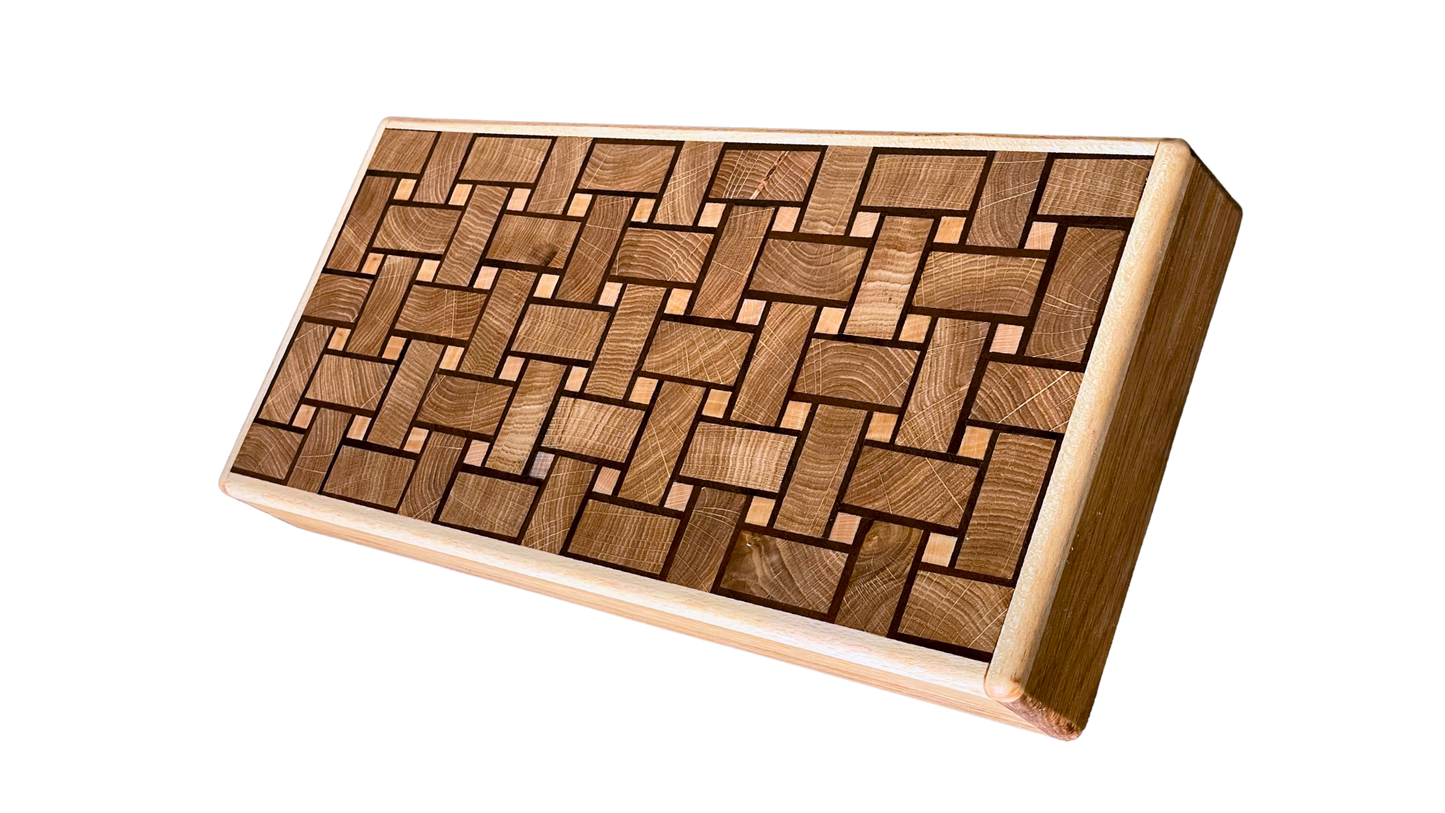 African Walnut, Oak & Beech Basket Weave Cutting Board